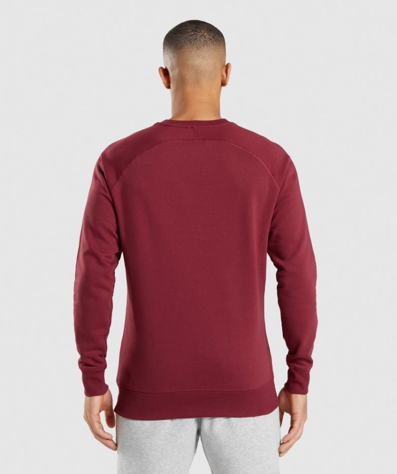 Men's Gymshark Crest Sweatshirts Burgundy | NZ 6AMTVS